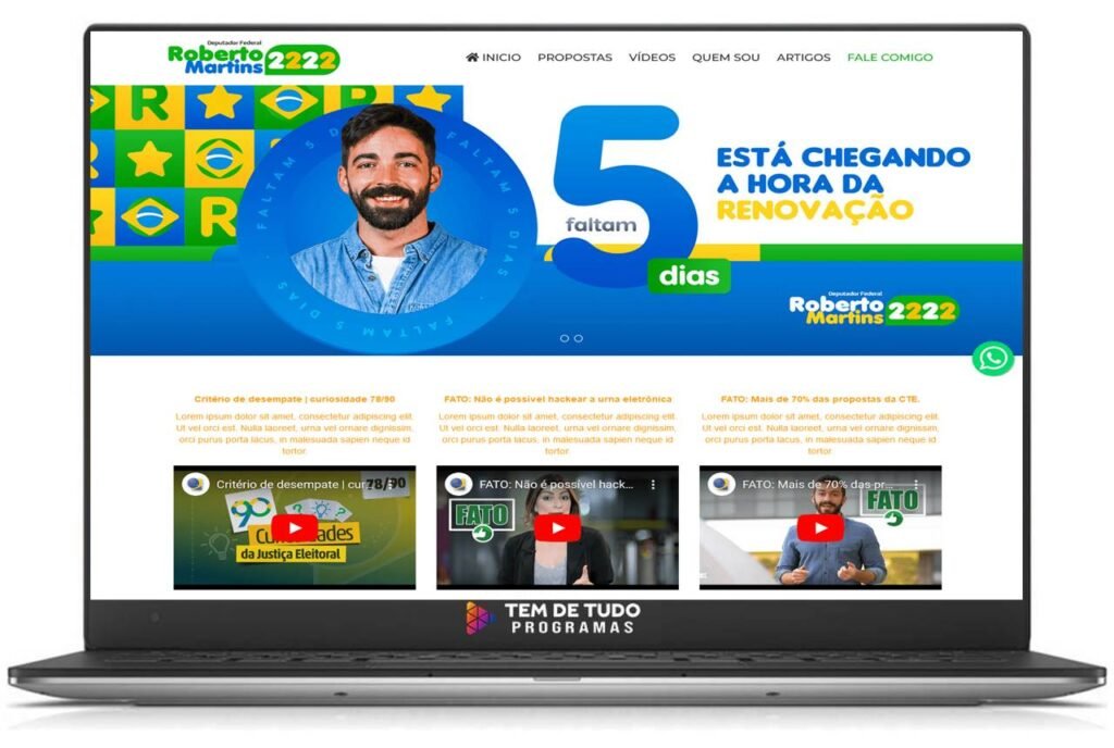 Site Pronto para Candidato a Vereador ou Prefeito com Painel Administrador Eleicoes 3 Pagina Principal